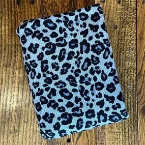 *Snow Leopard on Grey Waffle Sweater Knit (LAST YARDS-MAY NOT BE CONTINUOUS)