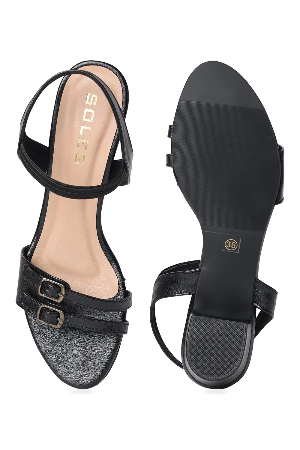 SOLES Front Buckle Small Strapped Heels