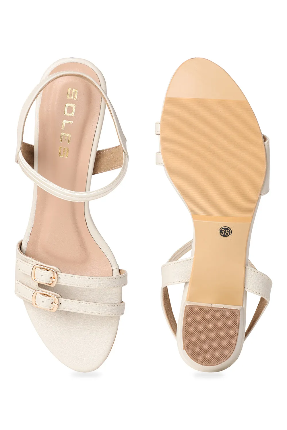 SOLES Front Buckle Small Strapped Heels