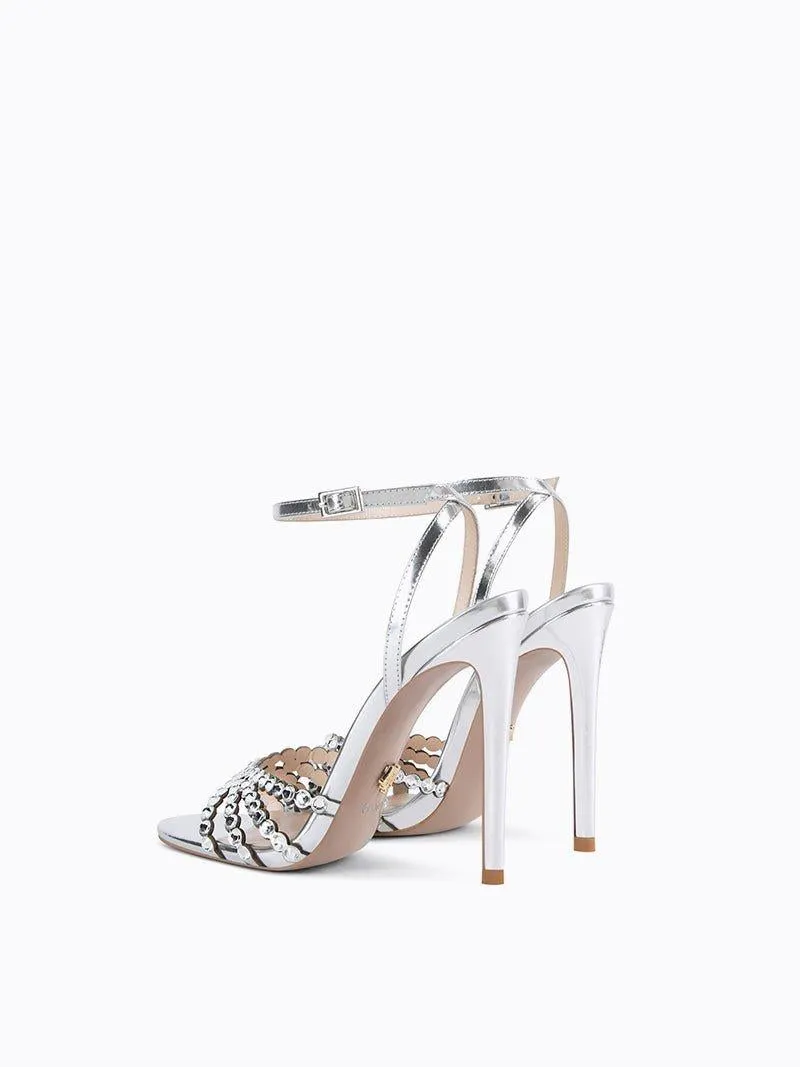 Stiletto high heels rhinestone open toe high heels sandals - Caliop