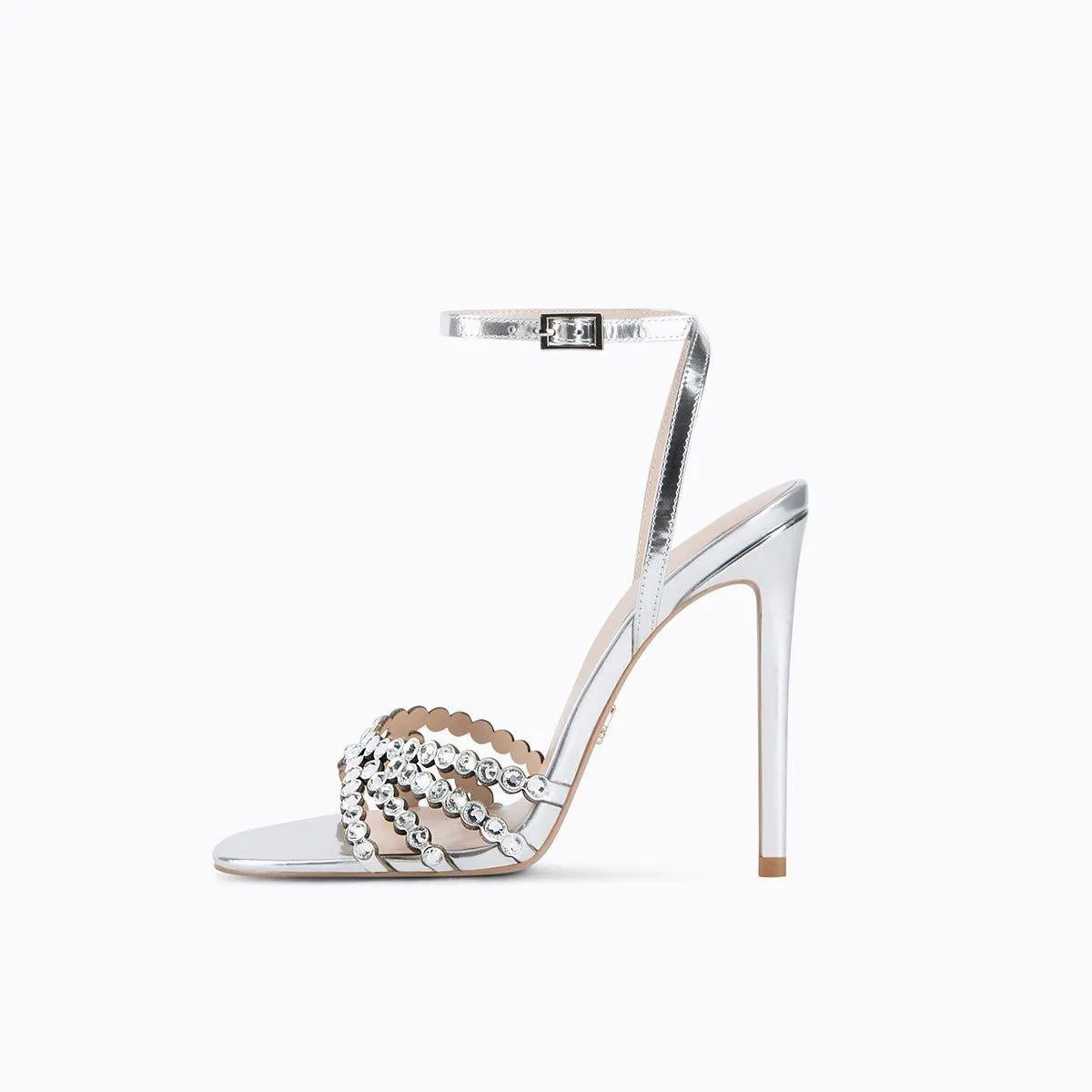 Stiletto high heels rhinestone open toe high heels sandals - Caliop
