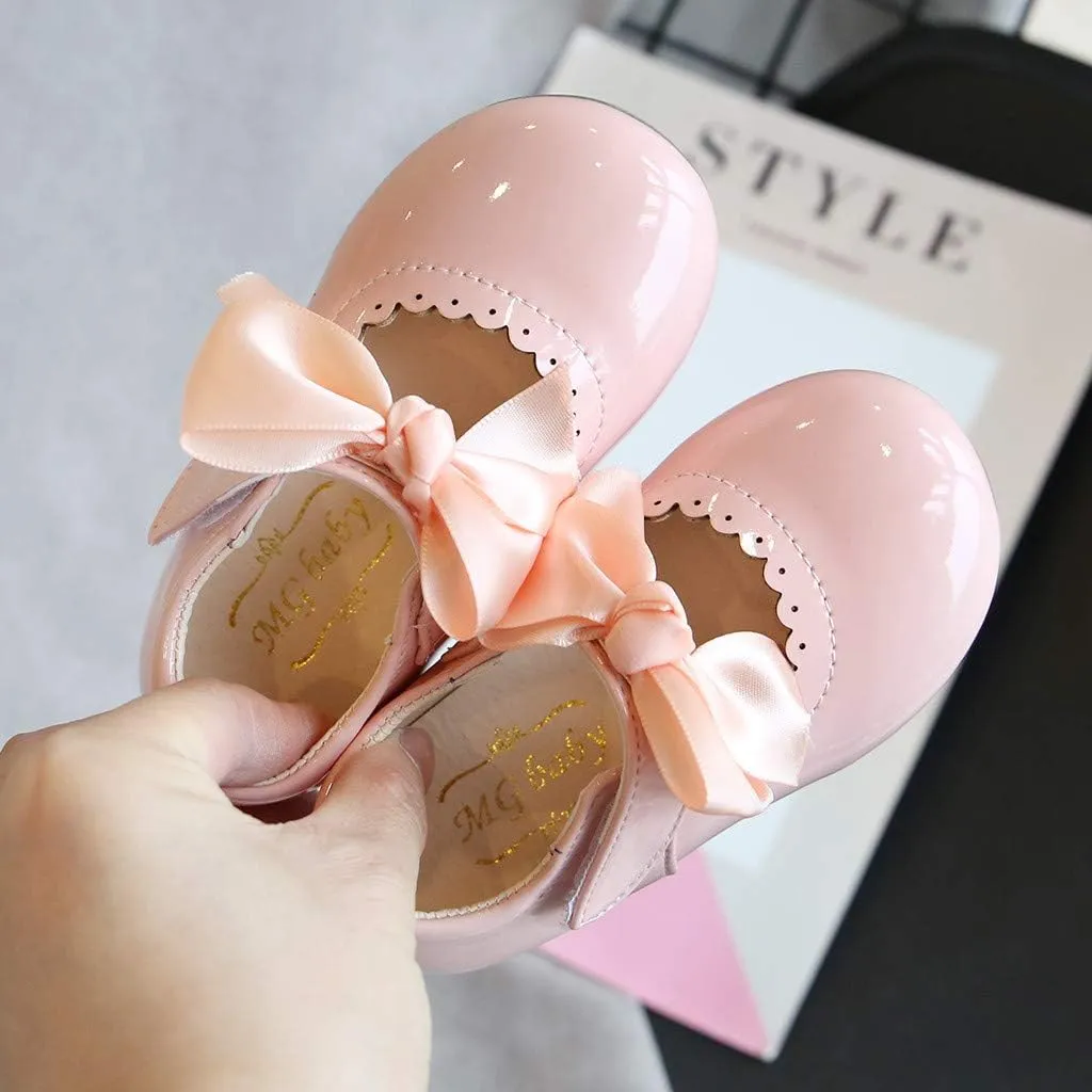 Toddler Flower Girl Dress Shoes Patent Bow Mary Jane Ballet Flats Wedding Party School Mary Janes Shoes for Girls