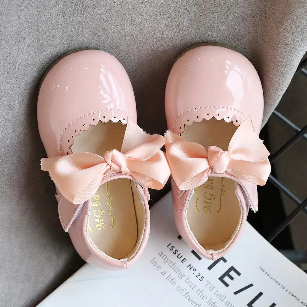 Toddler Flower Girl Dress Shoes Patent Bow Mary Jane Ballet Flats Wedding Party School Mary Janes Shoes for Girls