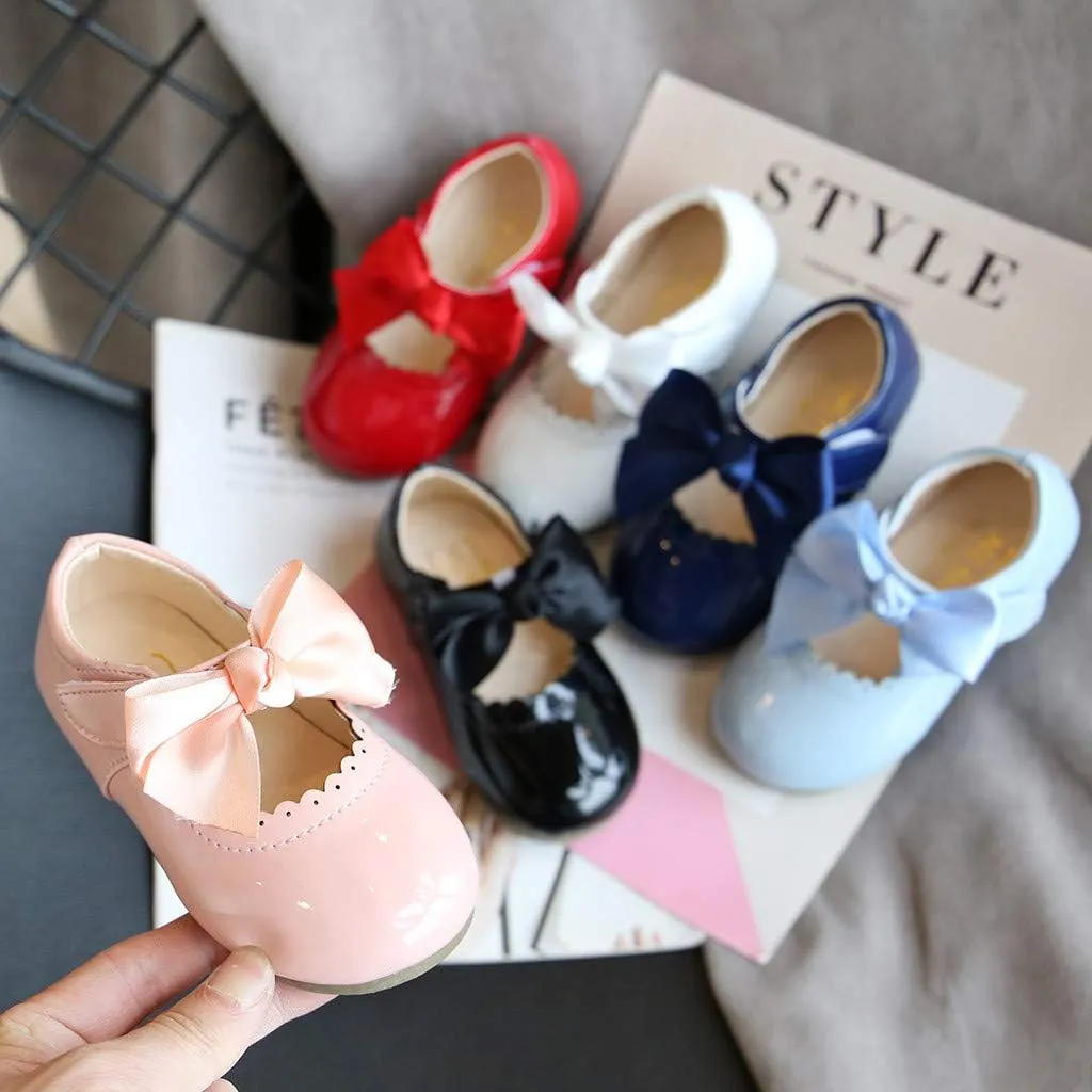 Toddler Flower Girl Dress Shoes Patent Bow Mary Jane Ballet Flats Wedding Party School Mary Janes Shoes for Girls