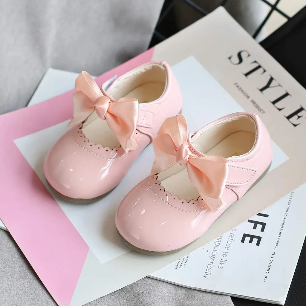 Toddler Flower Girl Dress Shoes Patent Bow Mary Jane Ballet Flats Wedding Party School Mary Janes Shoes for Girls