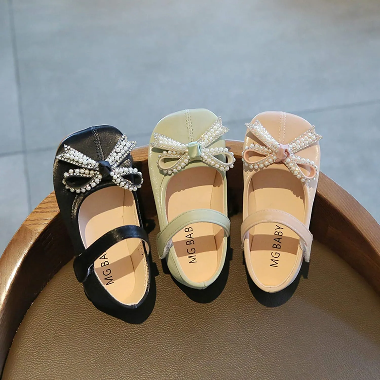 Toddler Little Girl Shoes Mary Jane Flat Shoes Bowknot Ballet lats Shoes for Party School Wedding (Green, 6-7Years Little Kid)