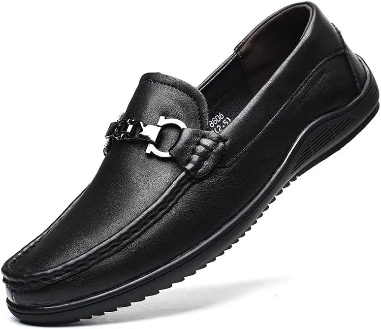 Top Layer Genuine Leather Men's Formal Shoes Men's Driving Shoes Trendy (Color : 8806Black, Size : 6)