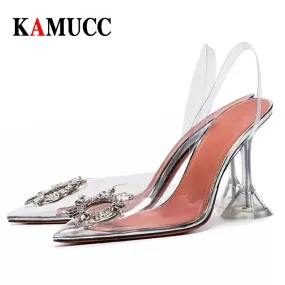 Transparente High Heels Sexy Spitzzehen Kristallschuhe Hochzeitsfeier Brand Fashion Schuhe für Lady Thin Heels Luxus Damen Pumps