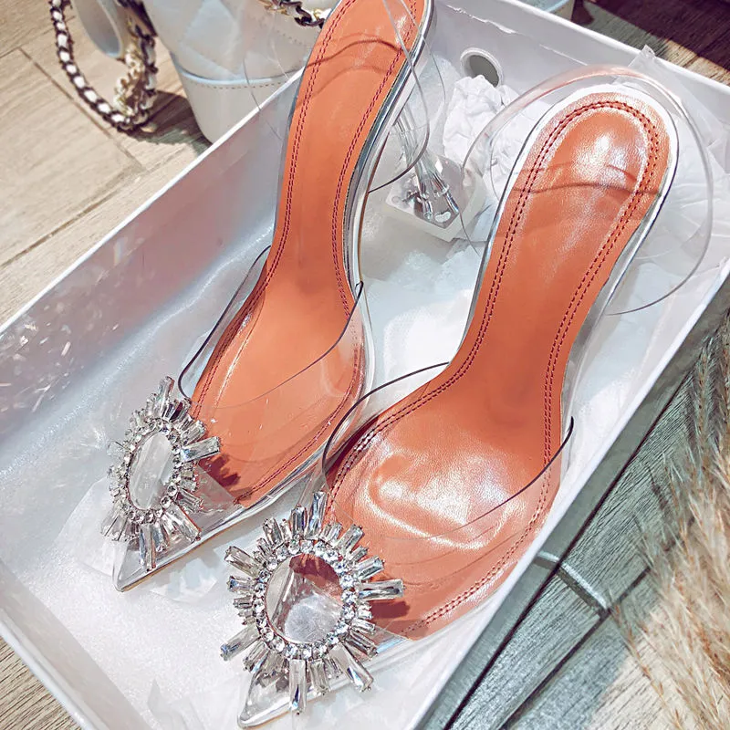 Transparente High Heels Sexy Spitzzehen Kristallschuhe Hochzeitsfeier Brand Fashion Schuhe für Lady Thin Heels Luxus Damen Pumps