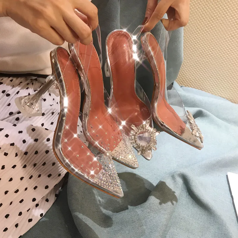 Transparente High Heels Sexy Spitzzehen Kristallschuhe Hochzeitsfeier Brand Fashion Schuhe für Lady Thin Heels Luxus Damen Pumps