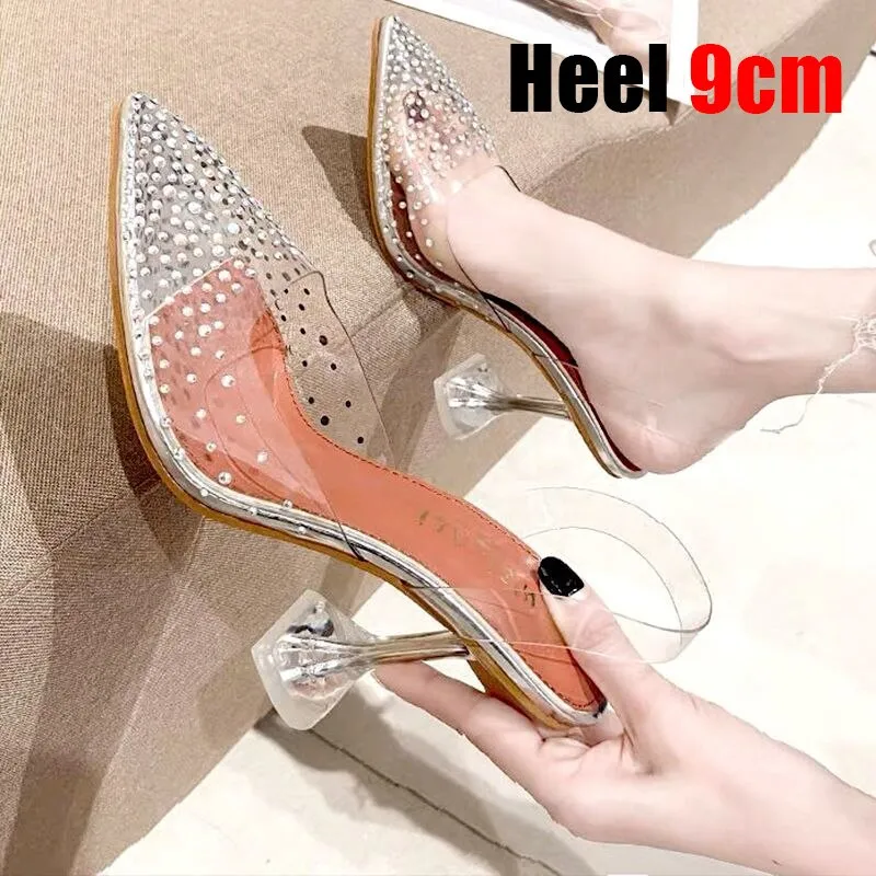 Transparente High Heels Sexy Spitzzehen Kristallschuhe Hochzeitsfeier Brand Fashion Schuhe für Lady Thin Heels Luxus Damen Pumps