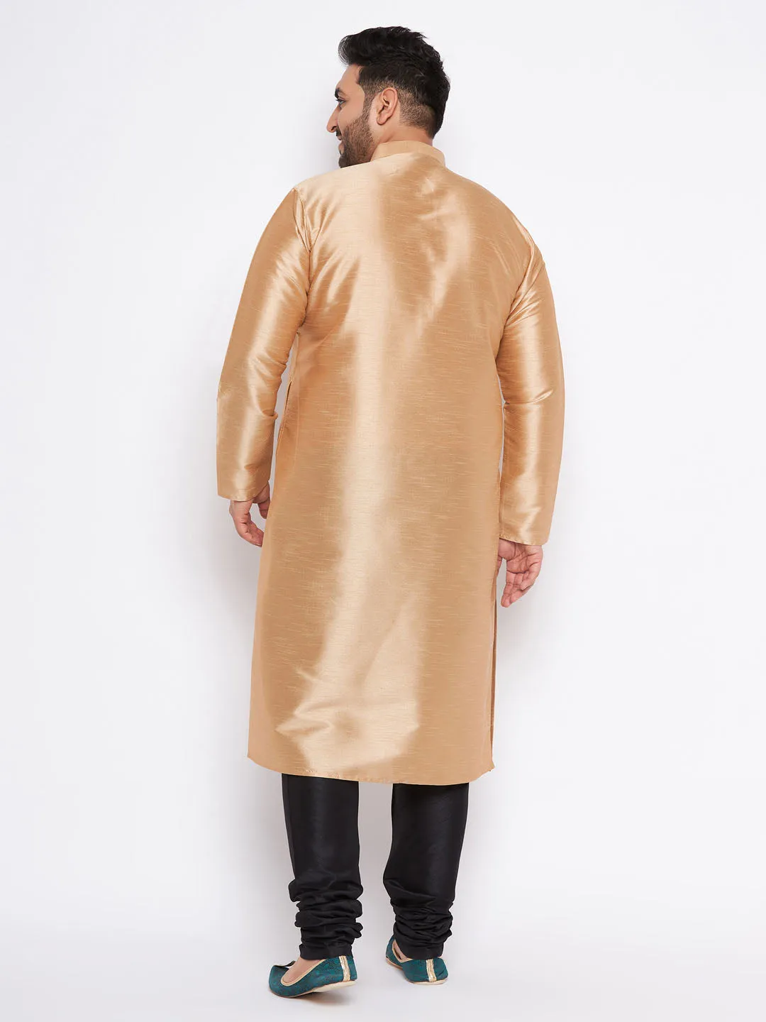 VASTRAMAY Rose Gold Silk Blend Kurta Set