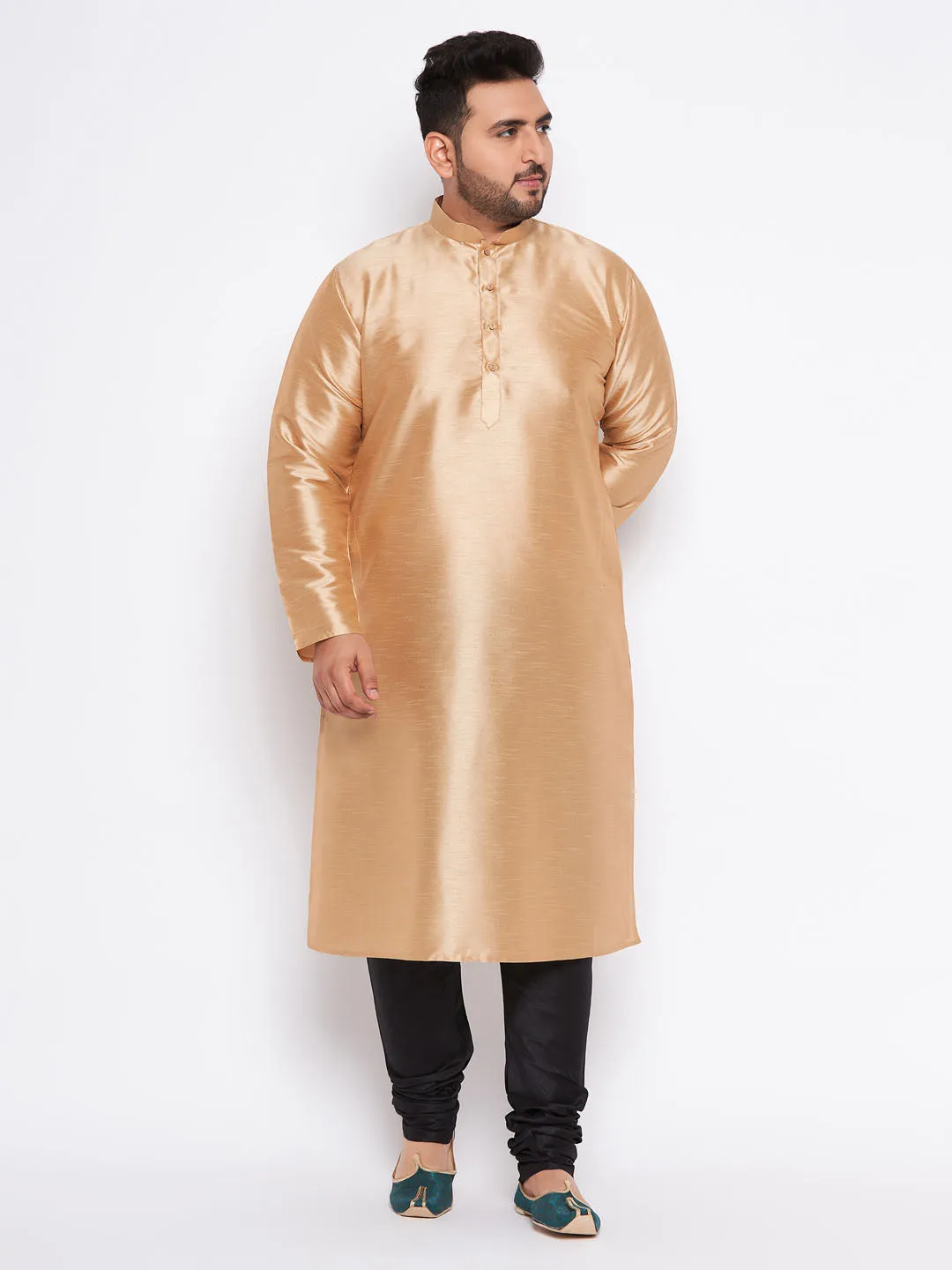 VASTRAMAY Rose Gold Silk Blend Kurta Set