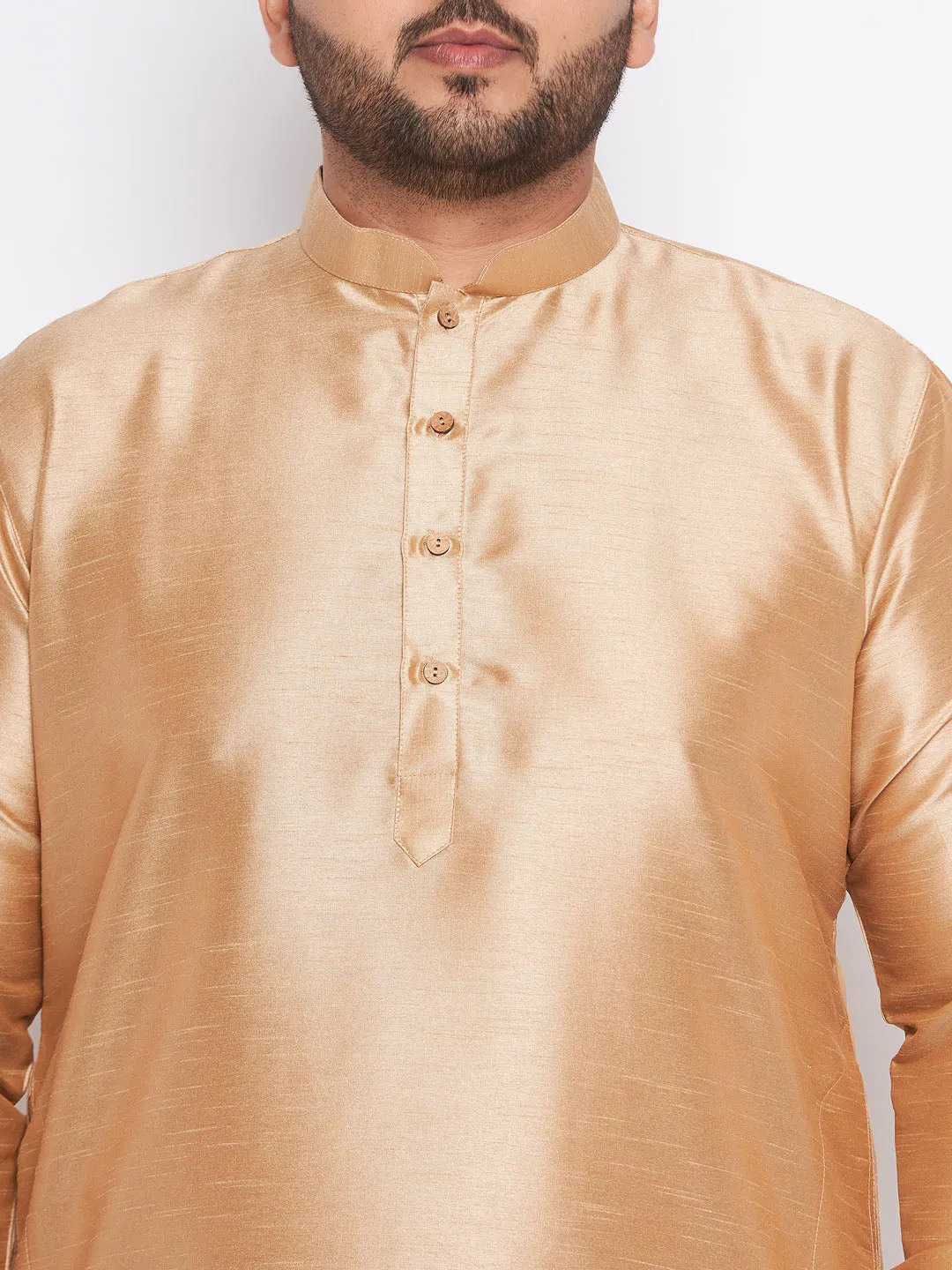 VASTRAMAY Rose Gold Silk Blend Kurta Set