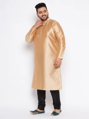 VASTRAMAY Rose Gold Silk Blend Kurta Set