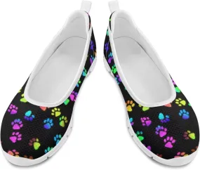 Women's Slip on Loafer Shoes Mesh Casual Ballet Flat Walking Sneakers Knit Round Toe Casual Shoes White Sole
