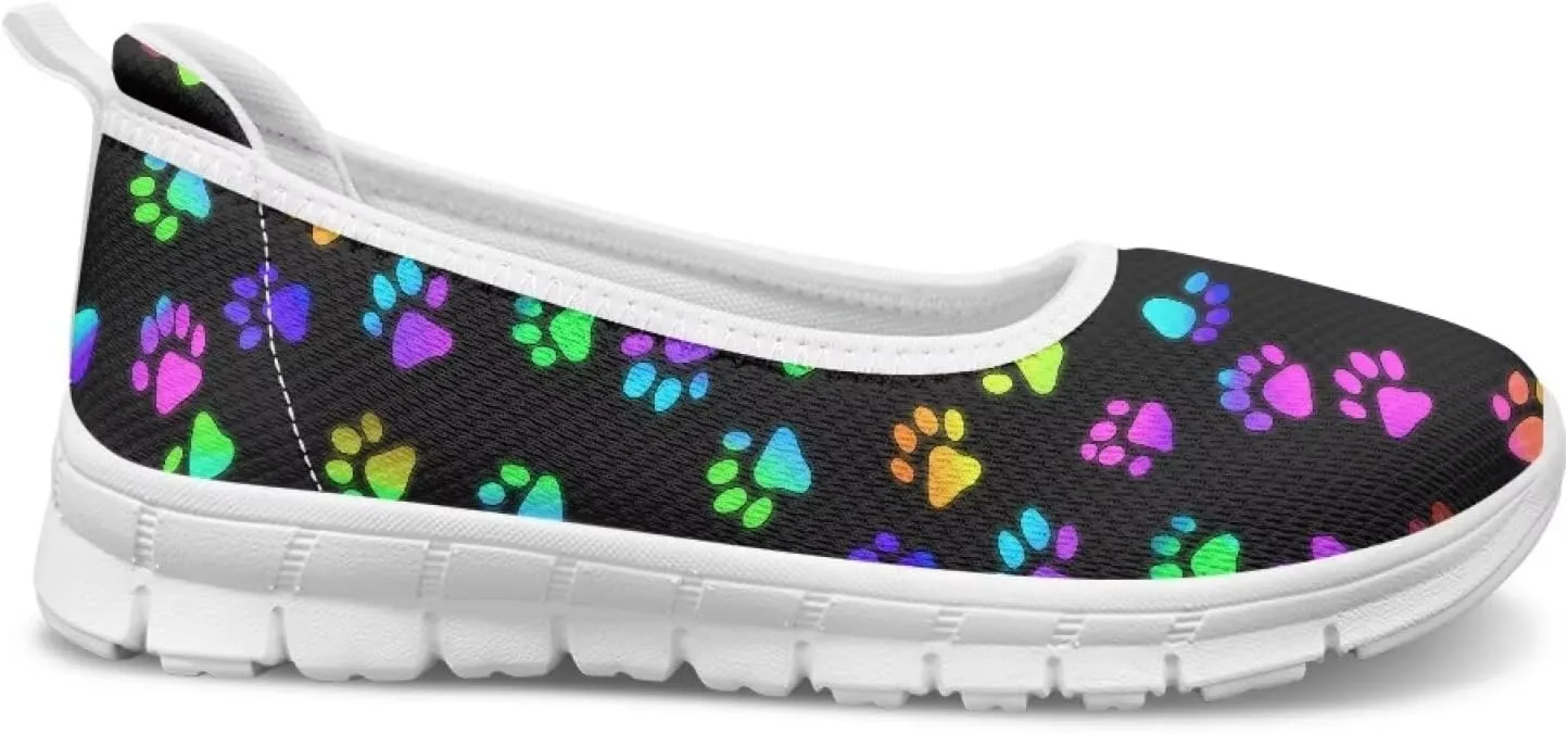 Women's Slip on Loafer Shoes Mesh Casual Ballet Flat Walking Sneakers Knit Round Toe Casual Shoes White Sole