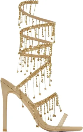 Women's Stiletto High Heel Rhinestone Spiral Ankle Wrap High Heel Sandals Wedding Evening Dress Dance Shoes